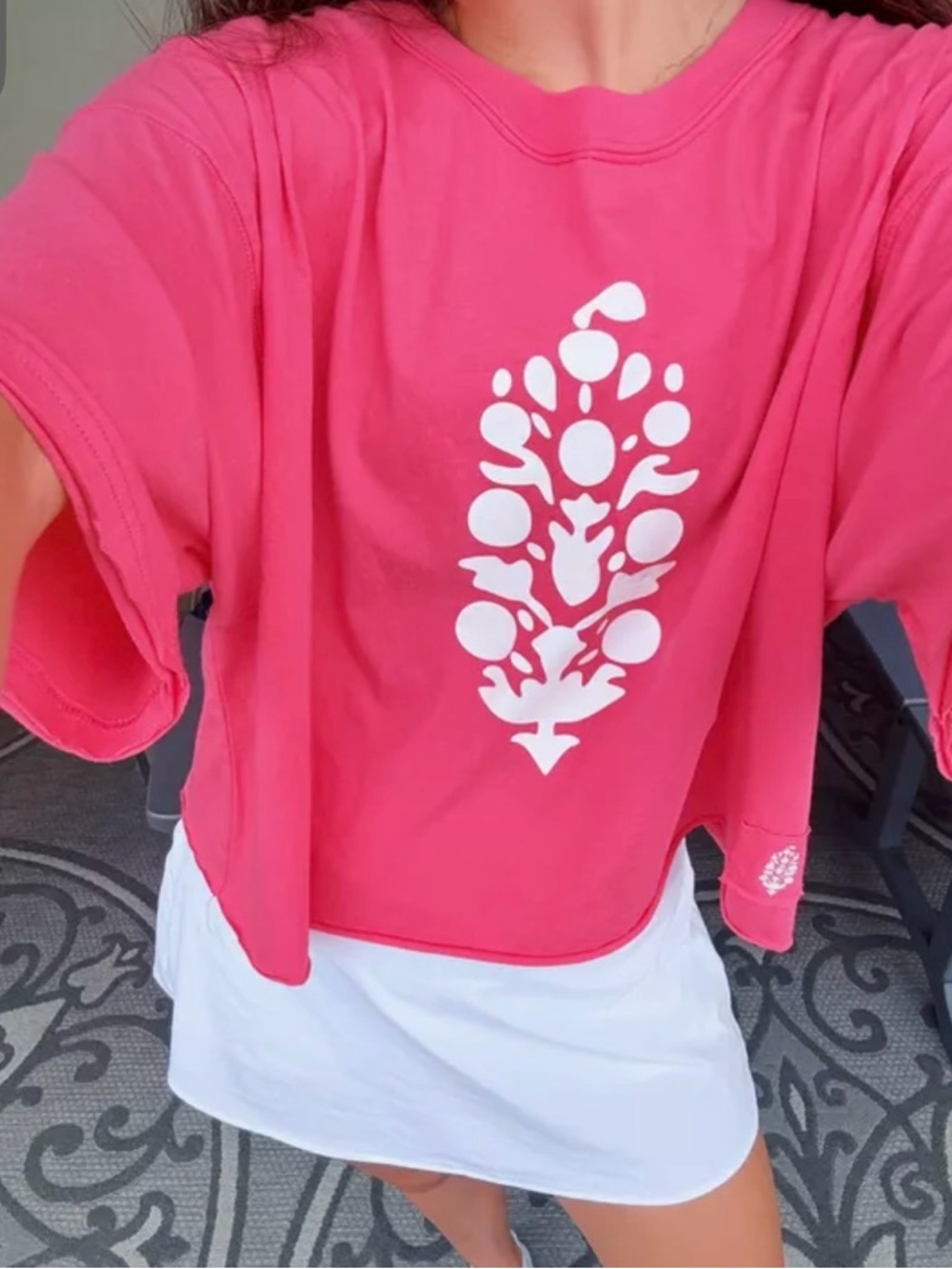 FP Movement by Free People Coral Short-Sleeve Tee with White Graphic